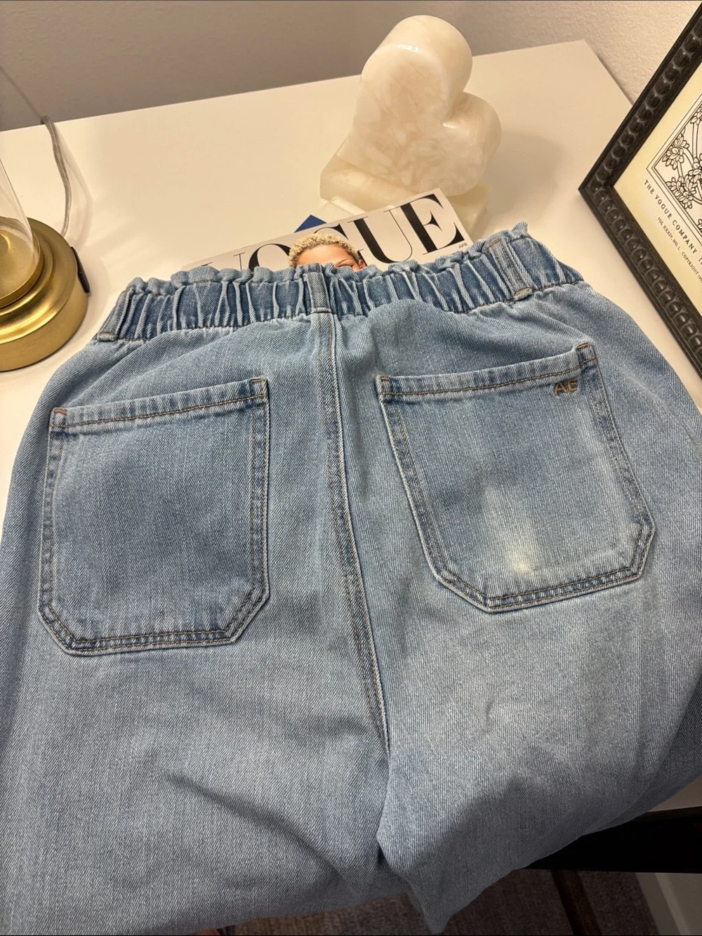 American Eagle Outfitters Light Blue Elastic Waist Jeans - Picture 7 of 9